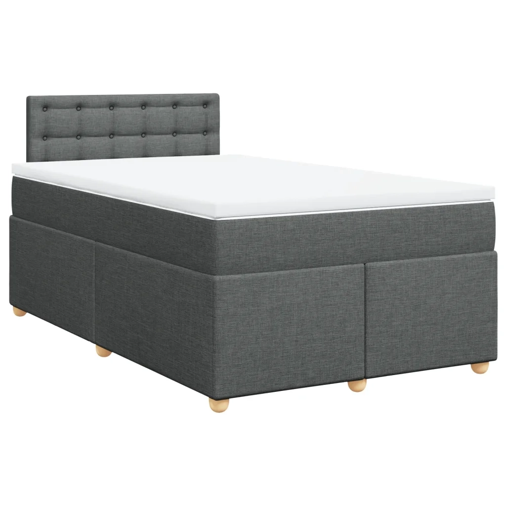 Giroletto a Molle con Materasso Grigio Scuro 120x200 cm Tessuto