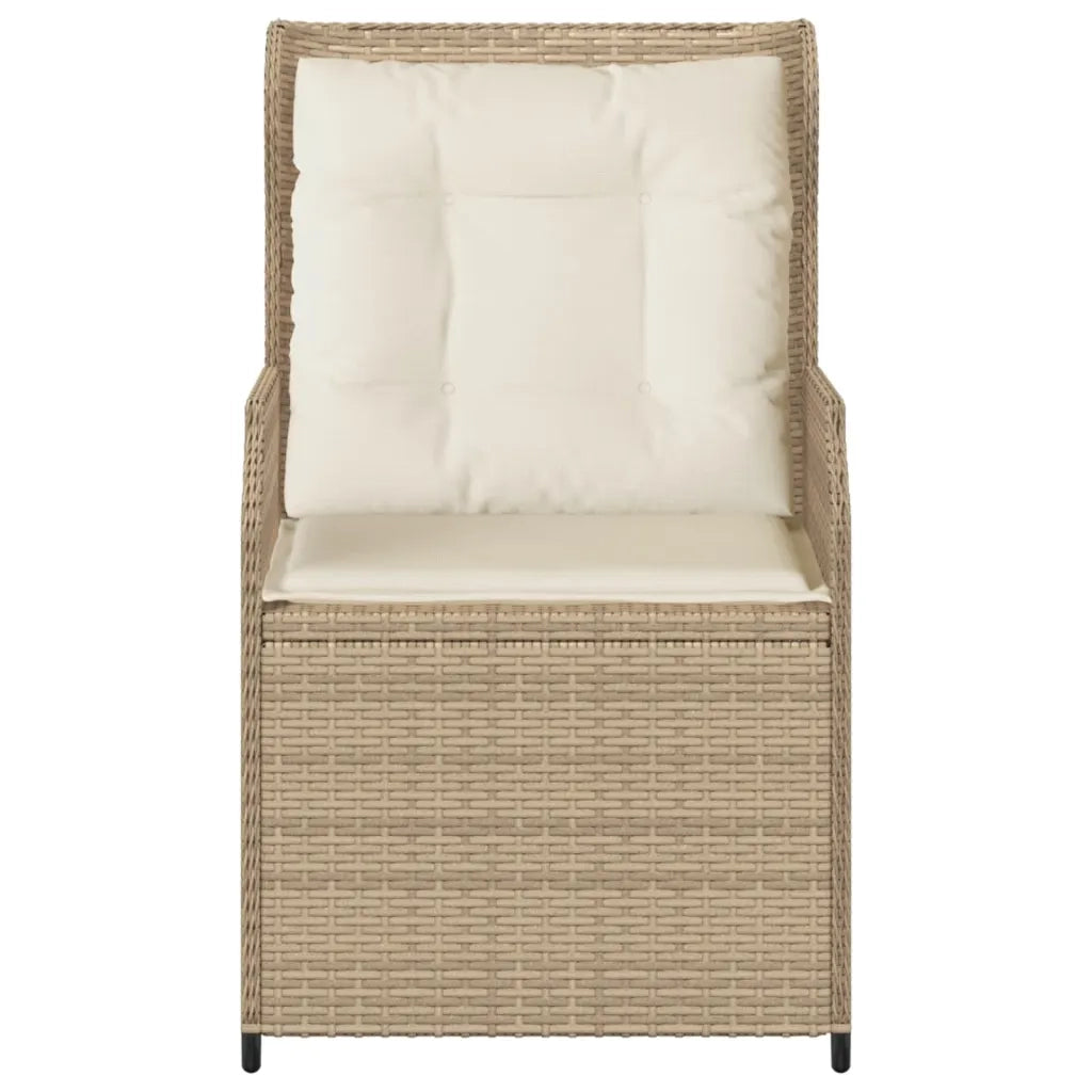 Sedie Reclinabili da Giardino 2pz con Cuscini Beige Polyrattan 368995