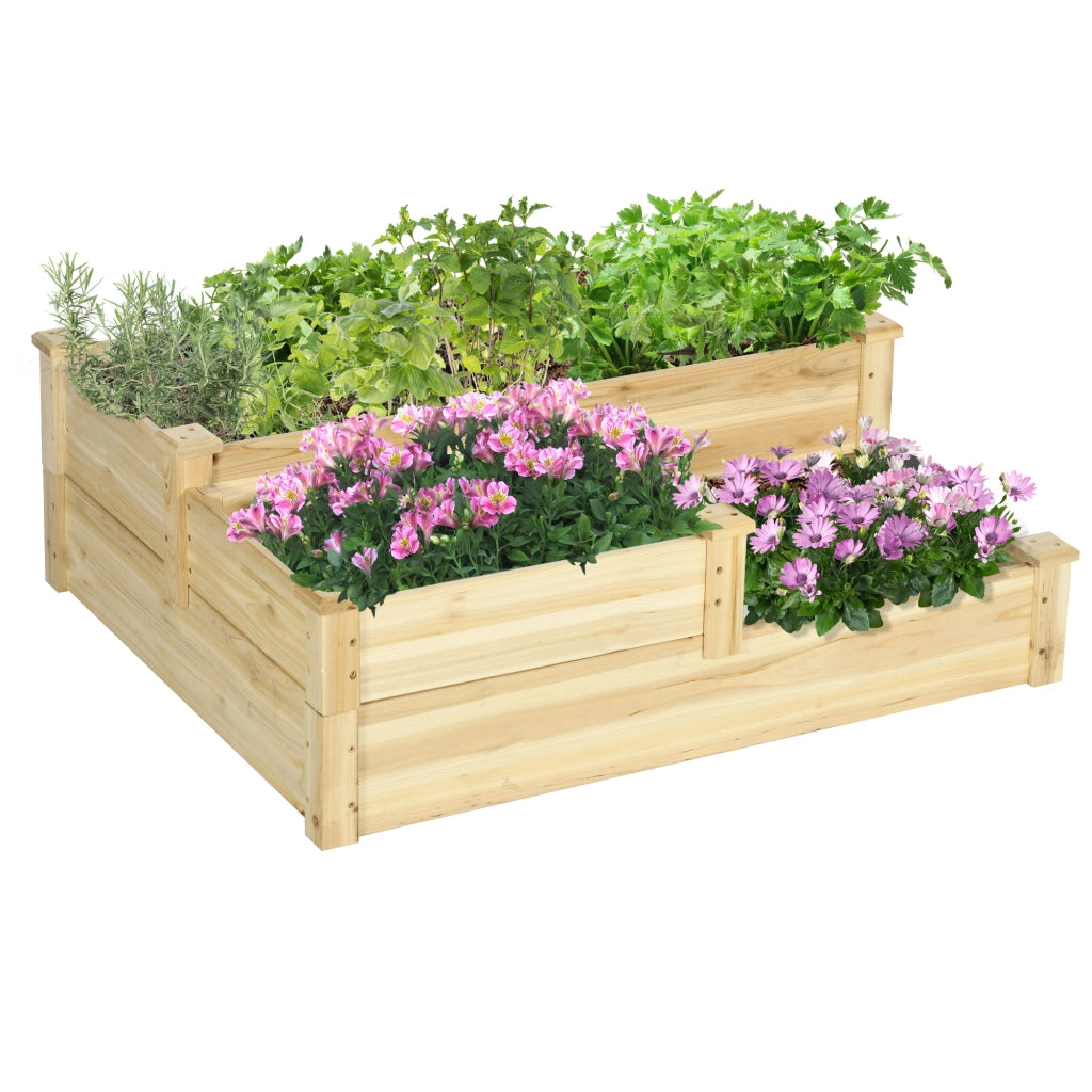 Hochbeet 3 Pflanzk?sten 3 Stufen Design ¨C zephmum ¨C 108x88x36 cm Natur