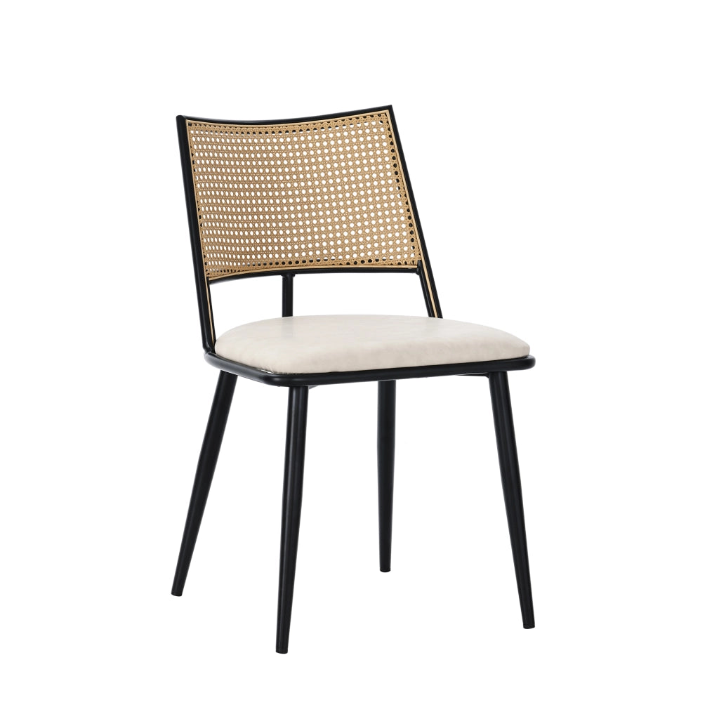 Sedie da sala da pranzo in rattan con seduta in PU leggere e traspiranti per soggiorno e cucina nere set 4