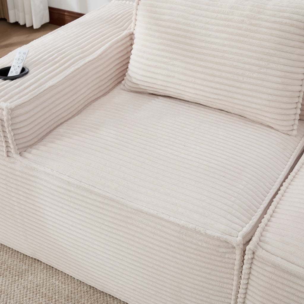 DIVANO modulare 2 posti 188x90x75 cm in corduroy beige