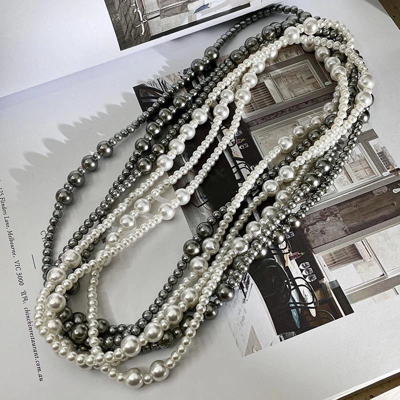Collana di perle multistrato fatta a mano, regalo di Natale o compleanno.