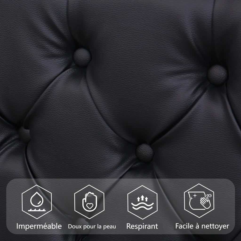 Letto Contenitore Letto Matrimoniale 140x190 cm con LED e sommier a doghe in PU Nero