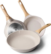 Set di Padella Induzione, 20, 24, 28 cm, Granito, Padella con Maniglia in Bakelite e Smalto Antiscivolo, Pans per Omelette Resistenti alle Scalfitture per Tutti i Fornelli