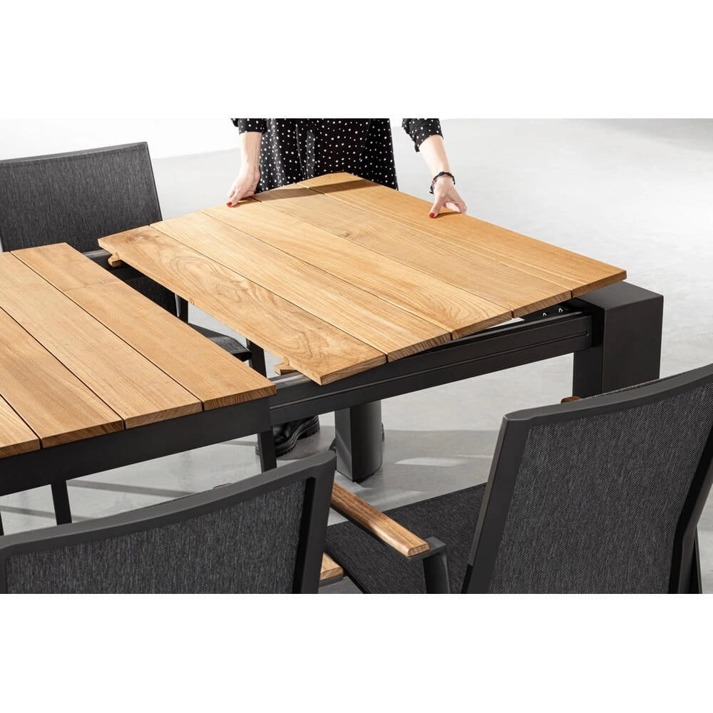 Tavolo da Giardino Allungabile in Alluminio e Teak 228/294x100 cm - CAMERON
