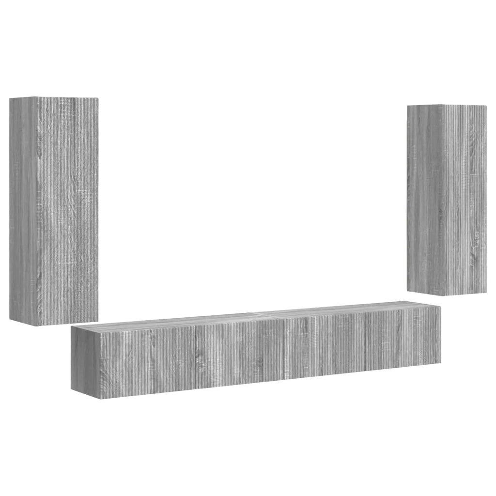Set di Mobiletto da TV a Parete 4 pcs Grigio Sonoma