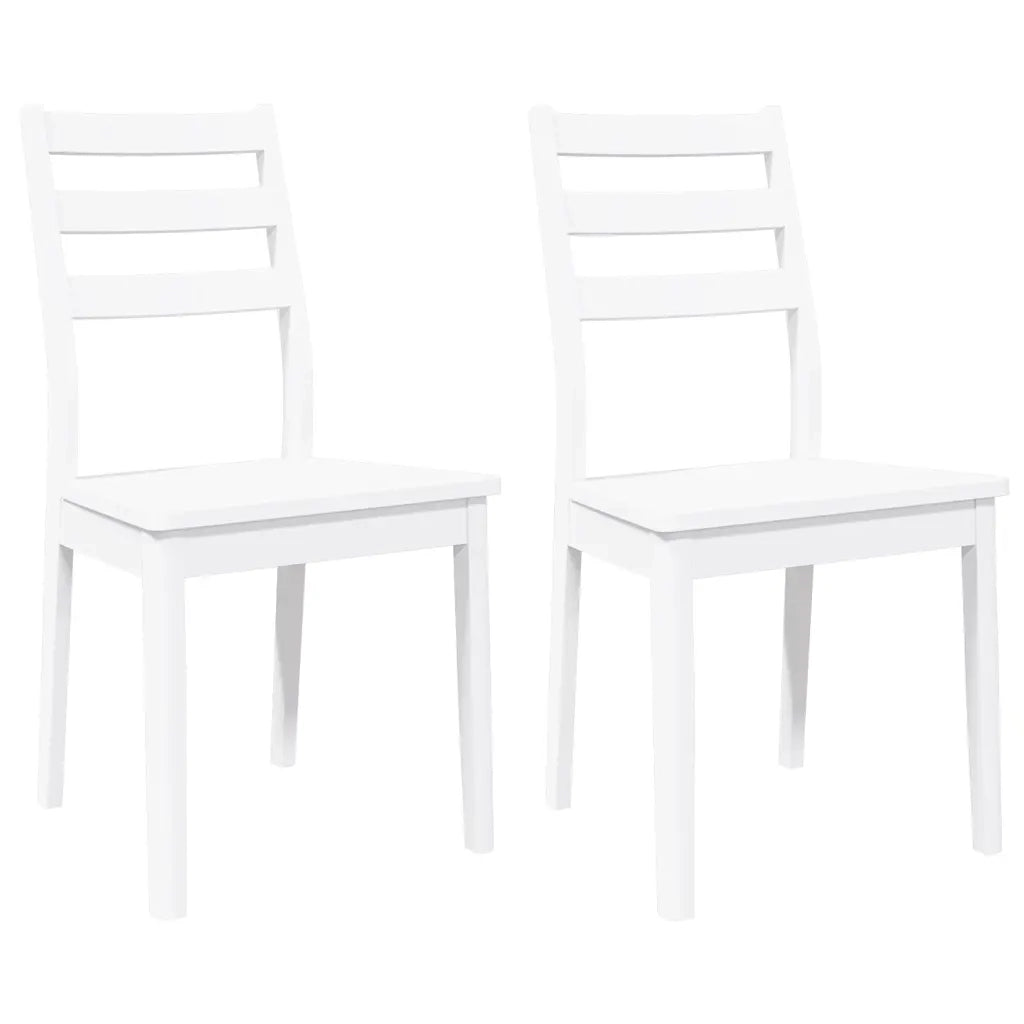 Sedie da Pranzo 2 pz Bianche in Legno Massello di Hevea 4102521