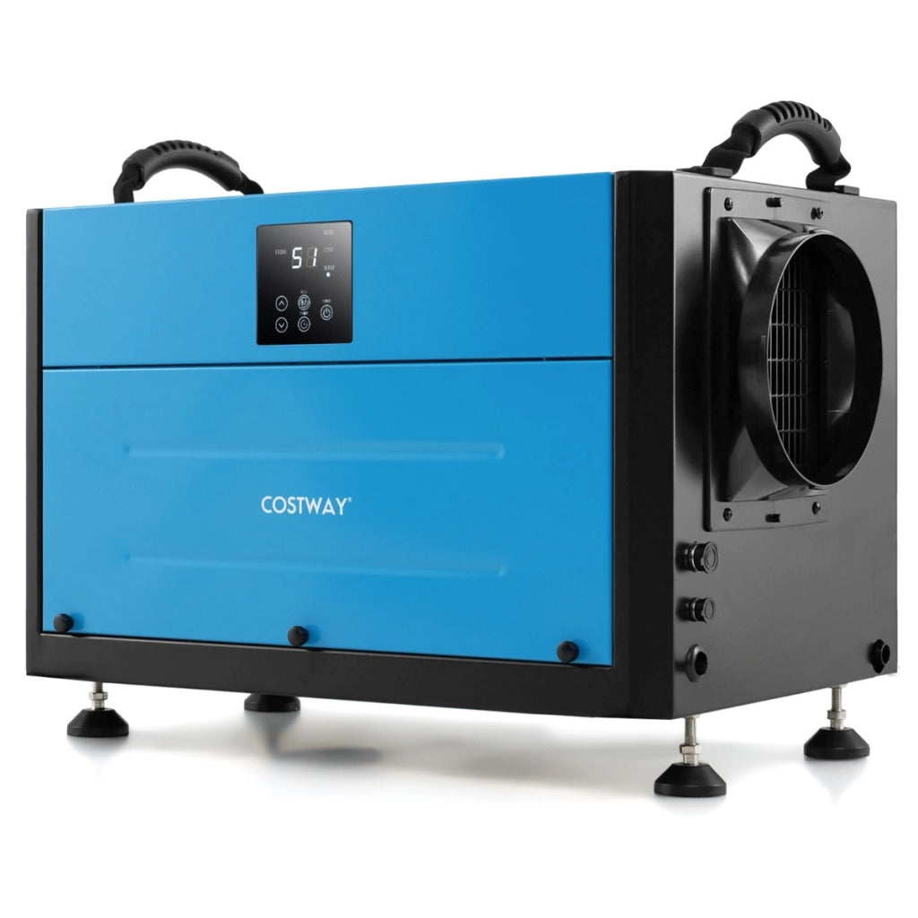 Deumidificatore industriale con tubo di drenaggio e sbrinamento automatico, Deumidificatore per spazi ristetti Blu-Condizionatori aria
