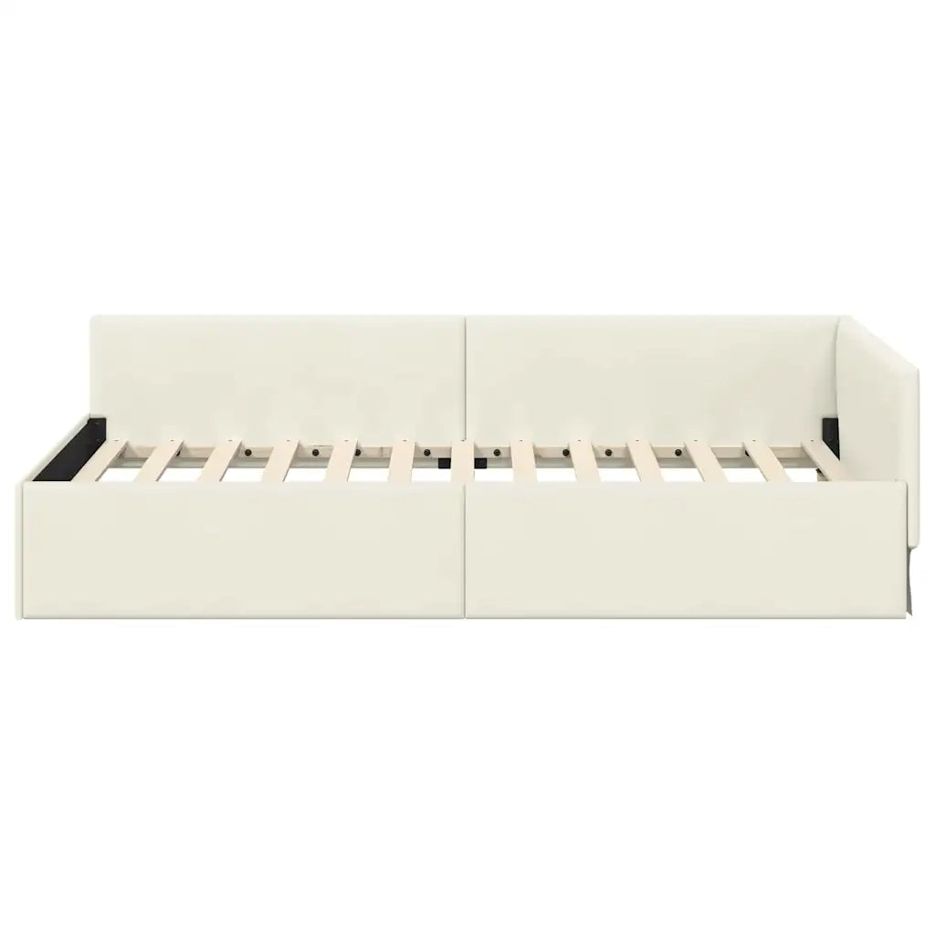 Cornice del letto ad angolo Crema 100 cm x 200 cm Velluto
