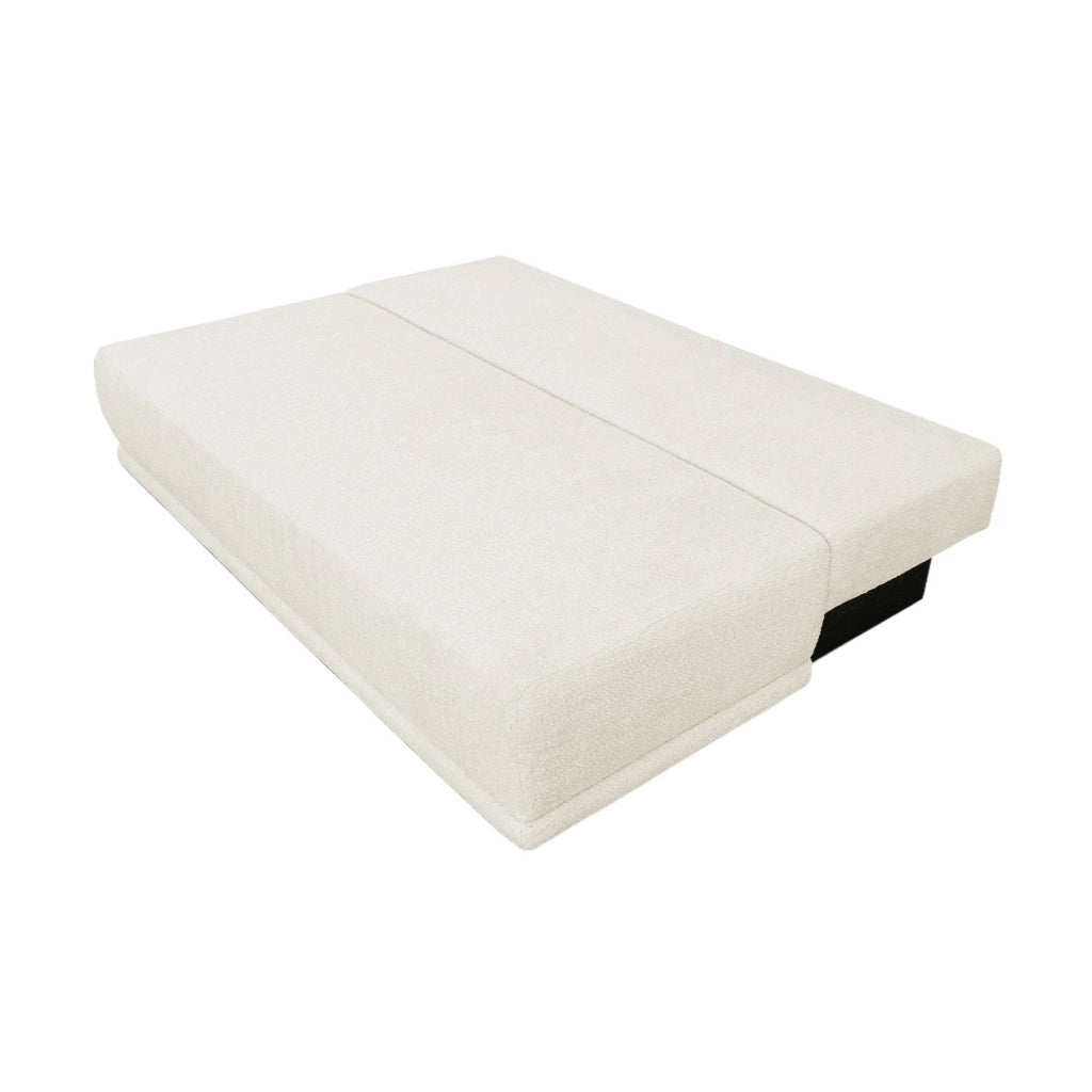 Divano letto bouclé, 3 posti, bianco sporco
