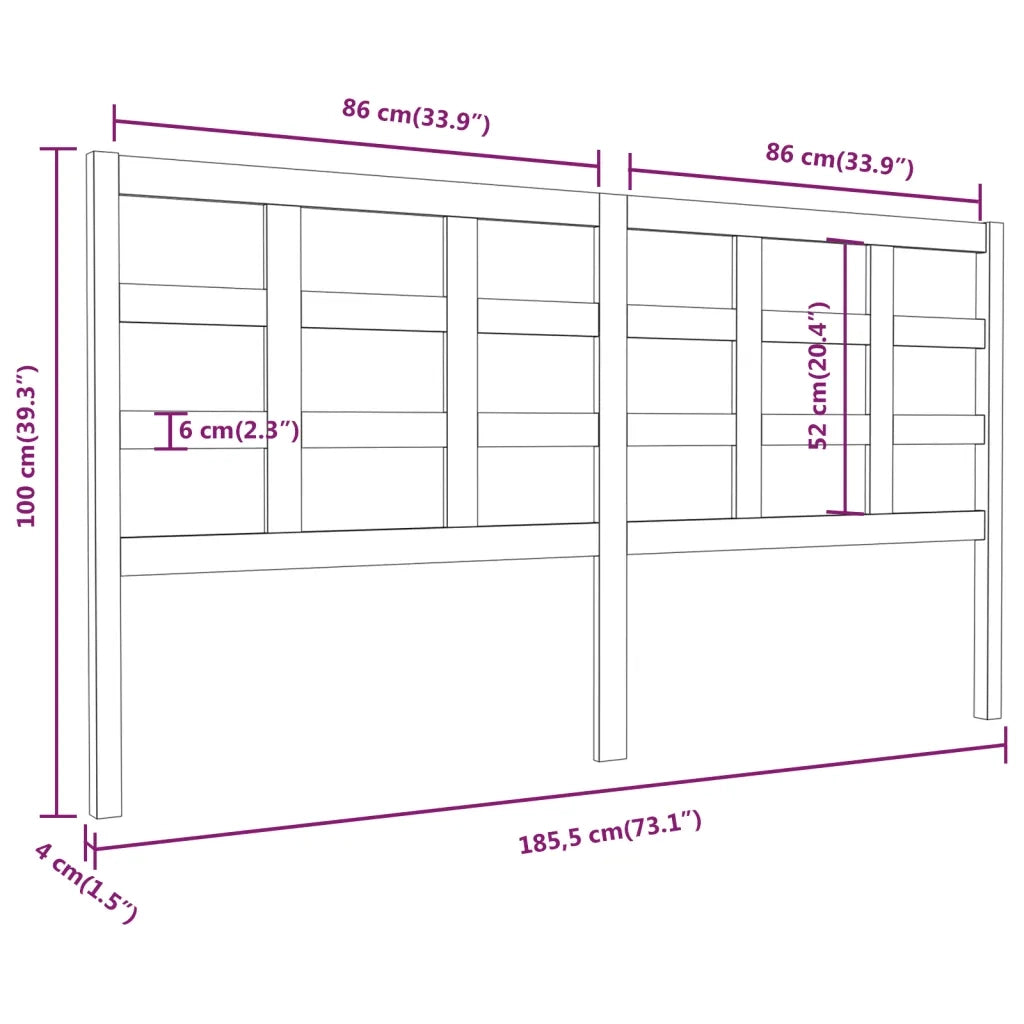 Testiera per Letto ambra 185,5x4x100 cm Legno Massello di Pino 817908
