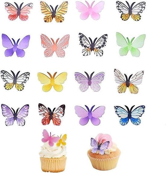 Decorazioni a forma di farfalla per torte - Set da 72 pezzi - Carta da waffle commestibile - Ideale per matrimoni e compleanni