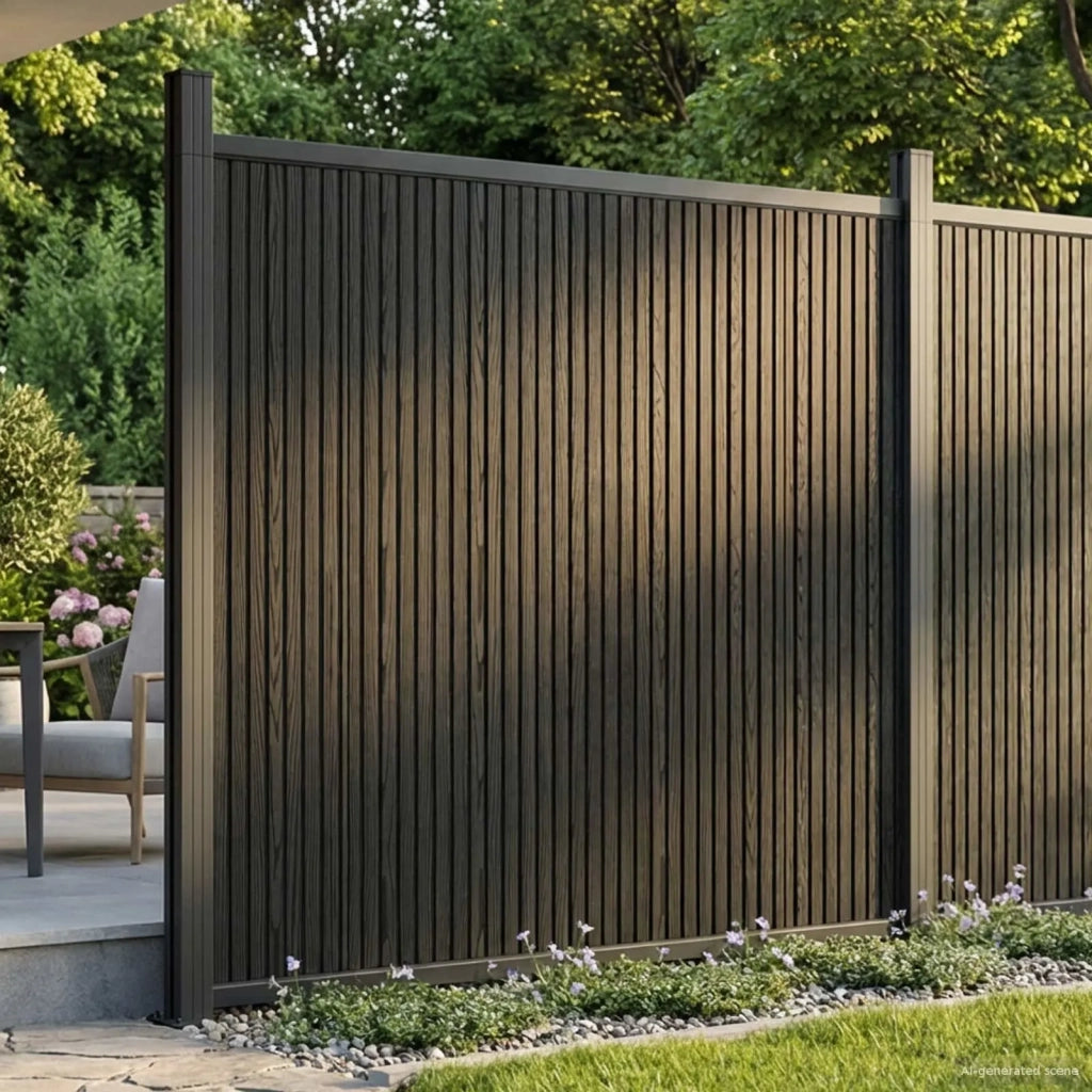 Pannello di Recinzione WPC e Alluminio Nero 42039053
