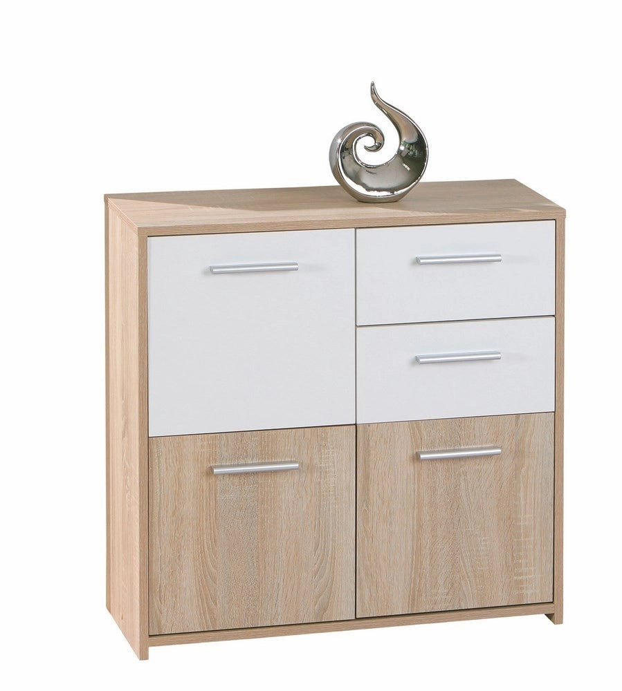 MOBILE SOGGIORNO BUFFET EBOLI 77x30x77H FINITURA ROVERE E BIANCO INTER LINK