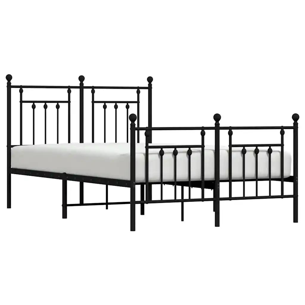 Giroletto con Testiera e Pediera-Struttura Letto Metallo Nero 135x190 cm 670287
