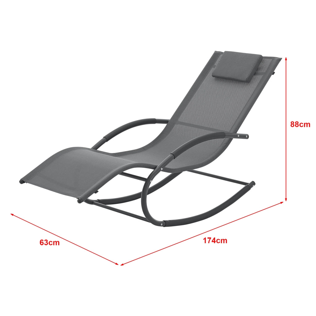 Lettino prendisole a dondolo Tarent acciaio e tessuto 174 x 63 x 88 cm grigio scuro 03_0006404