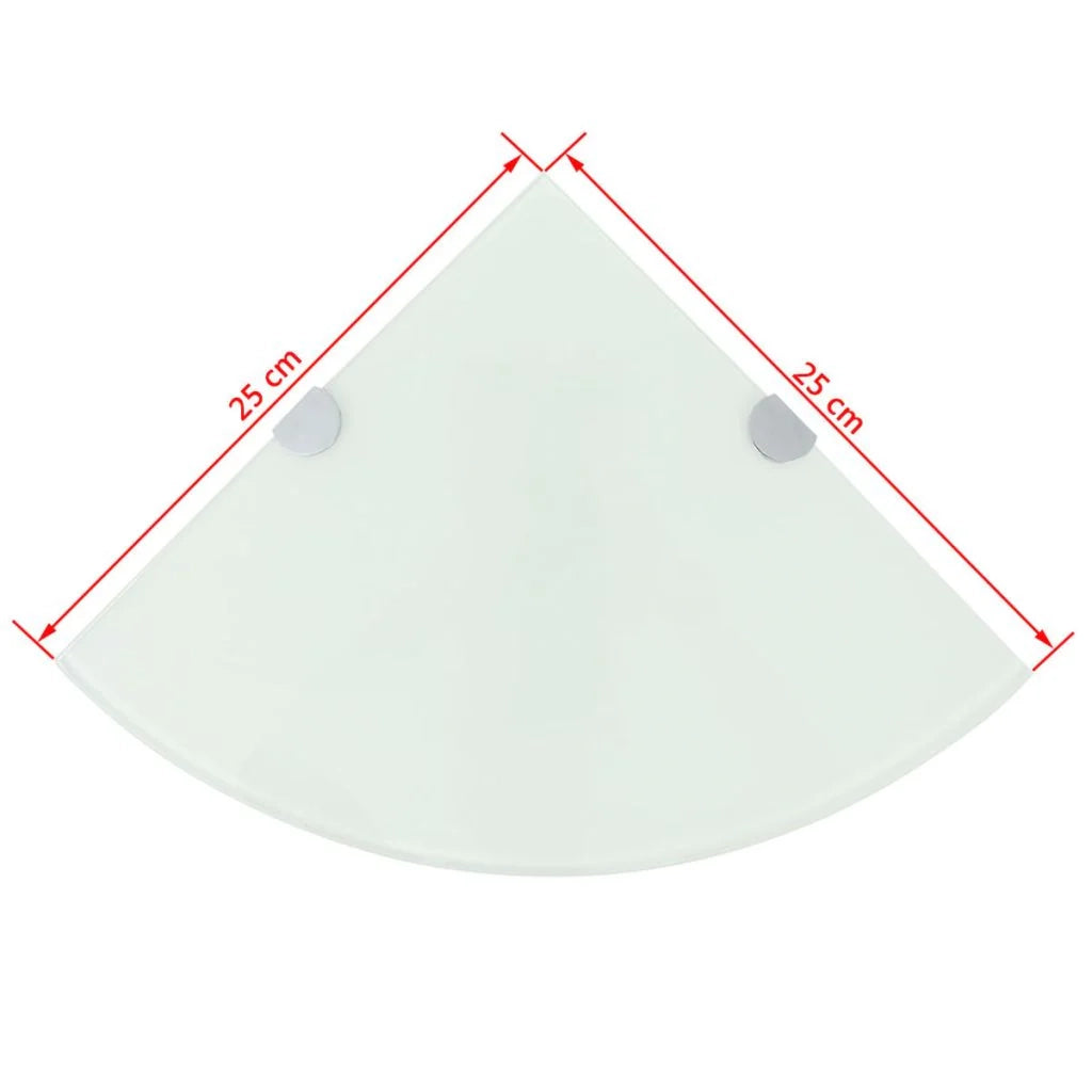 Mensola angolare con staffe cromate e vetro bianco 25 x 25 cm 2702223/2