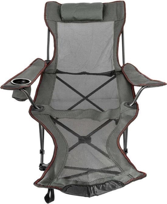 Campingstool Opvougbare Ligbed Verstelbare Rugleuning Inclusa Borsa per Bicchieri Capacità di Carico 150kg Colore Grigio