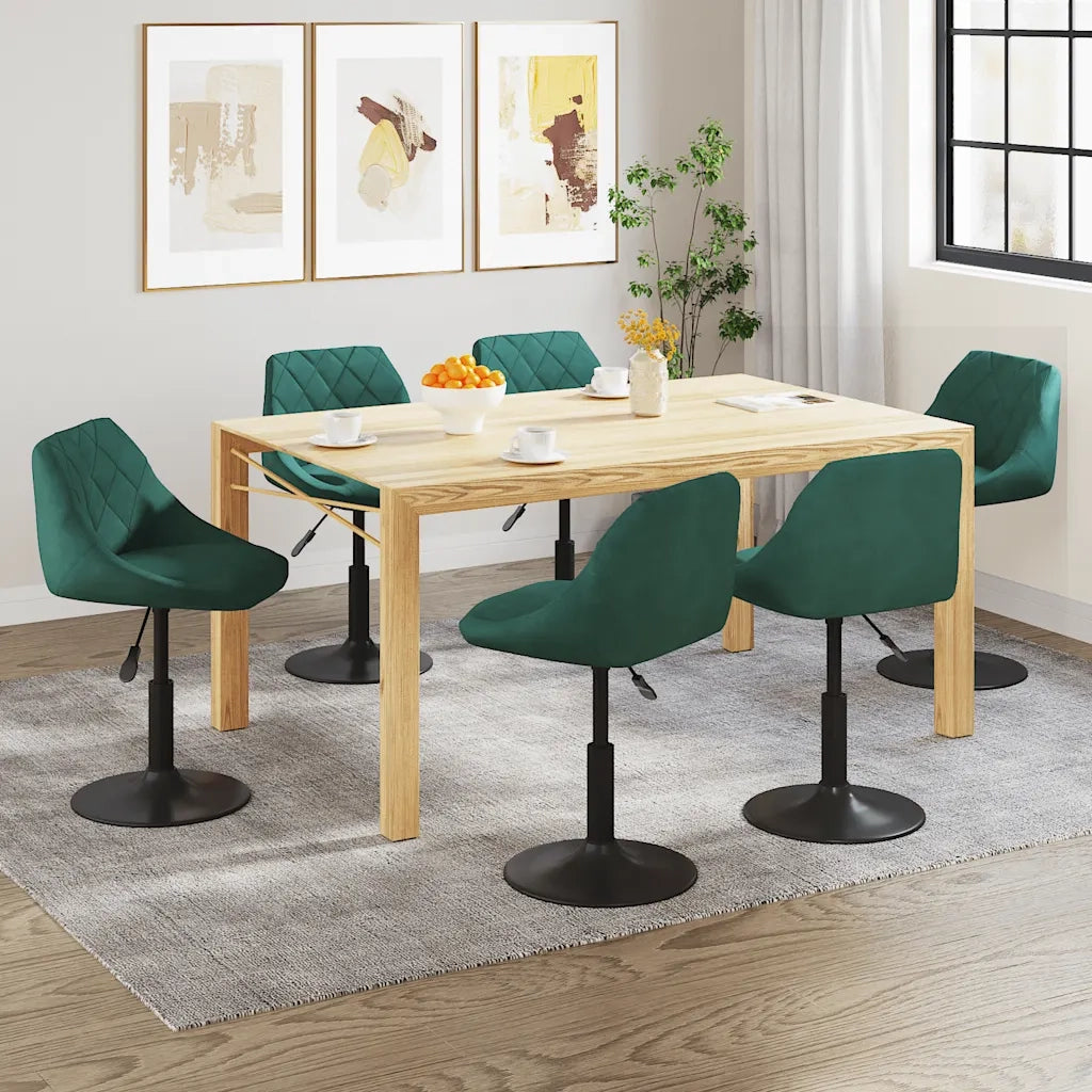 Sedie da Pranzo Girevoli 6 pz Verde Scuro in Velluto 3088805