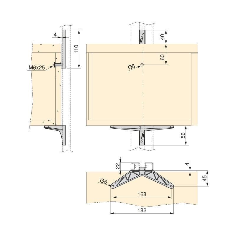 Kit di staffe per 3 ripiani in legno e 1 modulo per struttura Zero, Zama, Verniciato nero testurizzato