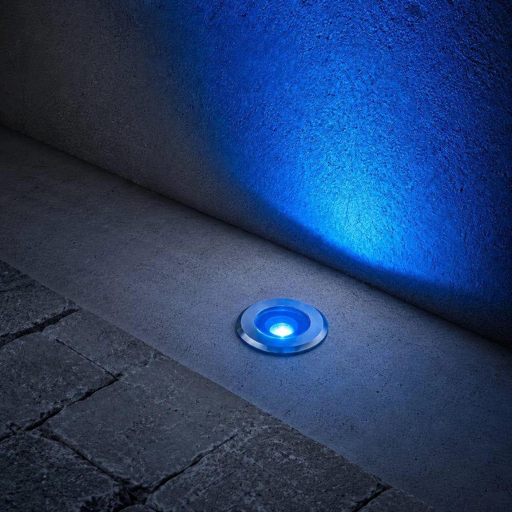 Faretto led incasso pavimento in acciaio inox silver *** temperatura colore lampada 30000k blue intenso, confezione 1
