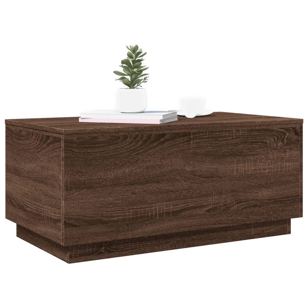 Tavolino da salotto | Tavolino da caff¨¨ | Tavolino da Soggiorno con Luci LED Rovere Marrone 90x50x40 cm