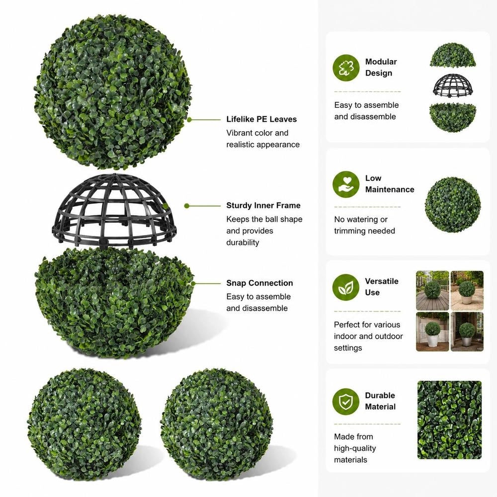 Boxwood Balls, 2 Pieces. Artificially Shaped Ball, 35 Cm.