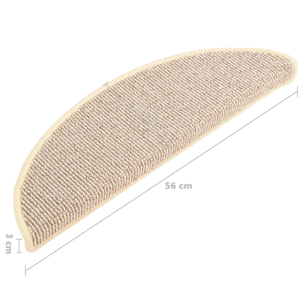 Tappetini per scale 15 pz 56x17x3 cm Bianco e Marrone Semicircolari 149852