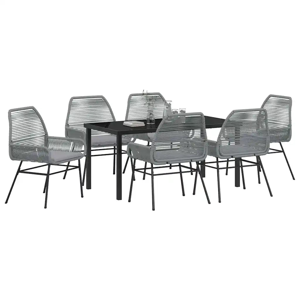 Set da Pranzo per Giardino con cuscino 7 pcs Grigio polyrattan 3380887
