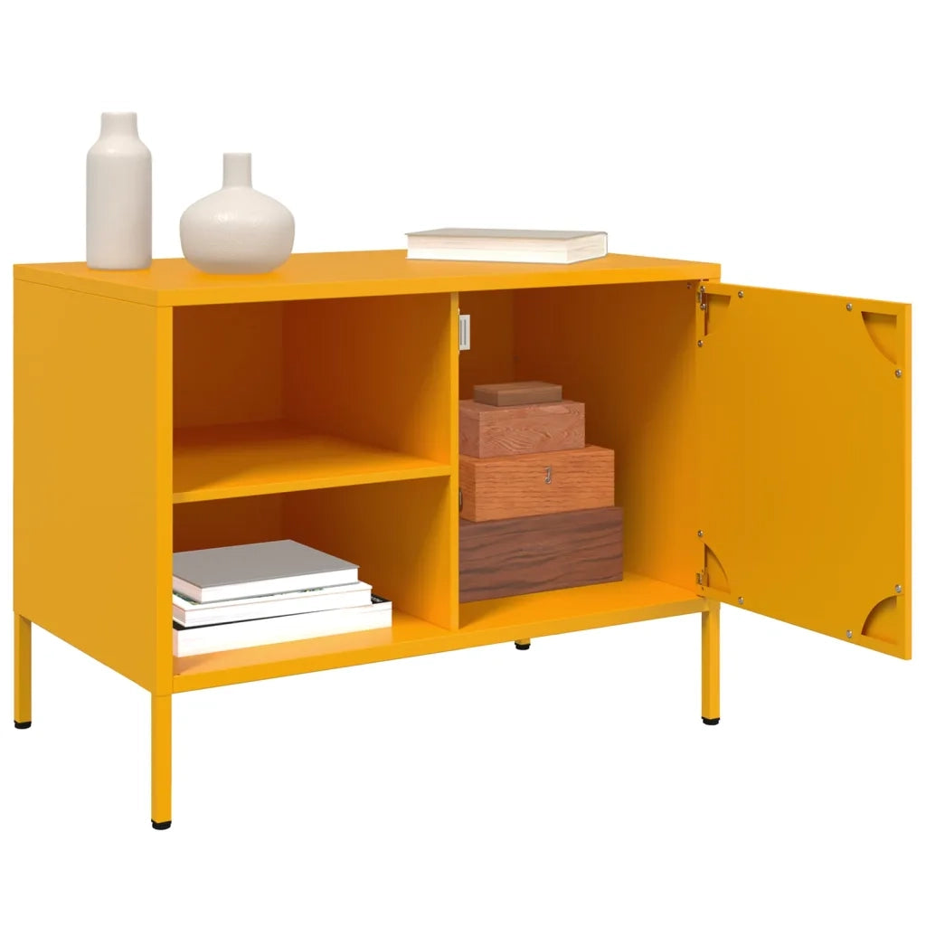 Mobili TV 2 pz | Armadietto TV | Mobile Porta TV Giallo Senape 68x39x50,5 cm in Acciaio