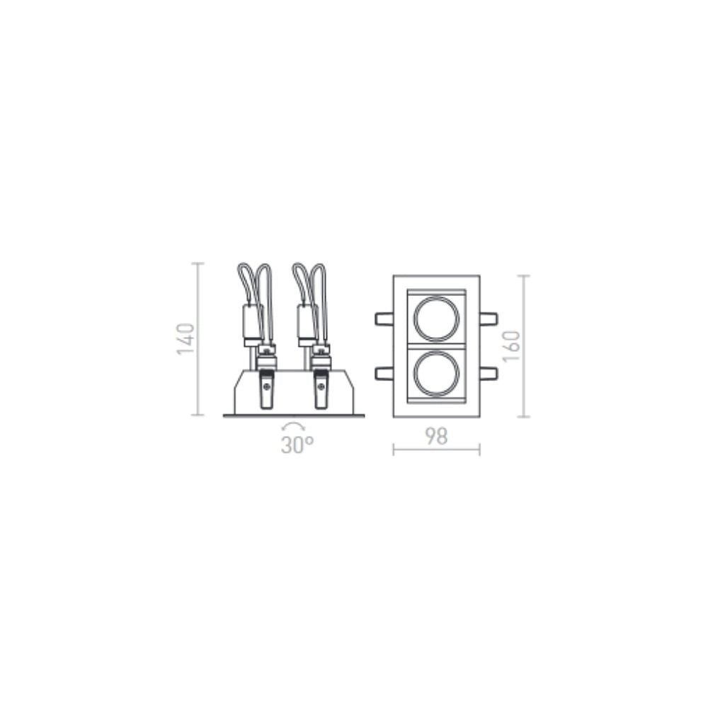 Faretto da incasso MONE II reclinabile grigio argento 12V GU5,3 2x50W