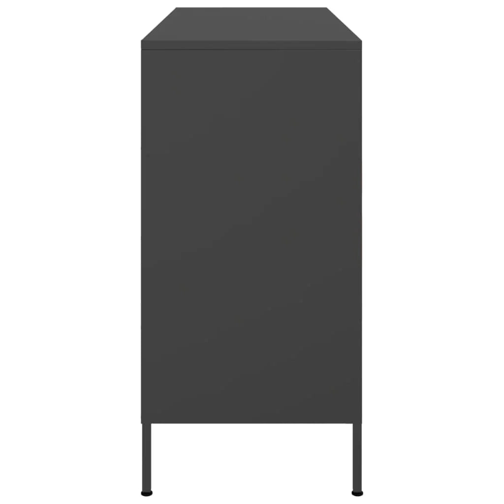 Credenza buffet cassettiera mobile contenitore organizer cucina soggiorno soggiorno 100,5 x 39 x 79 cm acciaio nero 02_0035783