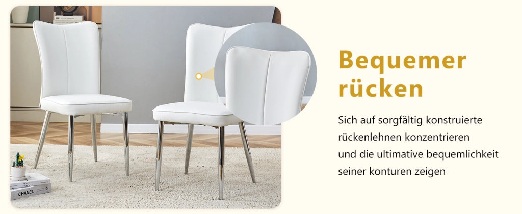 Sedie da pranzo set da 2 con schienale ergonomico imbottitura in schiuma piedini regolabili in pu bianco argento