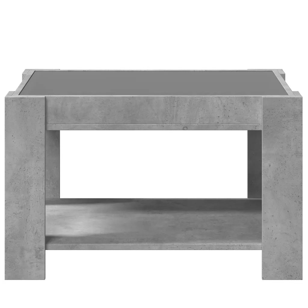 Tavolino salotto | Tavolino da caff¨¨ | Tavolino da Soggiorno con LED Grigio Cemento 73x53x45 cm Multistrato