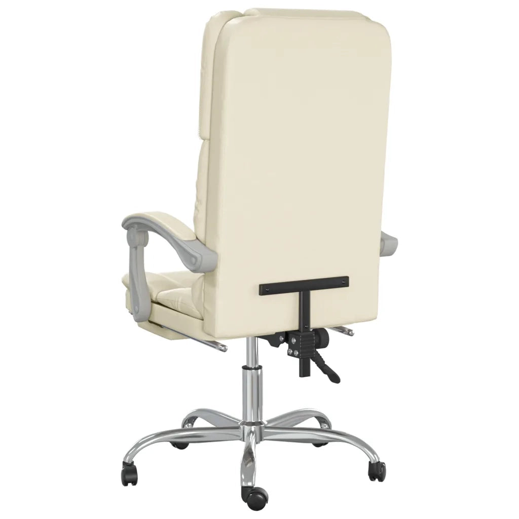 Poltrona da Ufficio Massaggiante Reclinabile Crema Similpelle cod mxl 17719