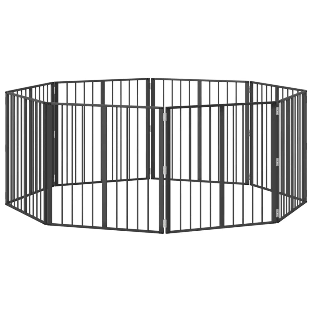 Cancello per cani 8 pcs Nero 80 x 80 cm Acciaio zincato 892008