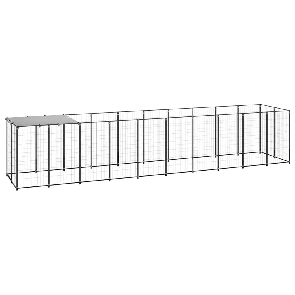Recinto per animali da esterno per cani 6,05 m² 110 cm acciaio nero 02_0000546