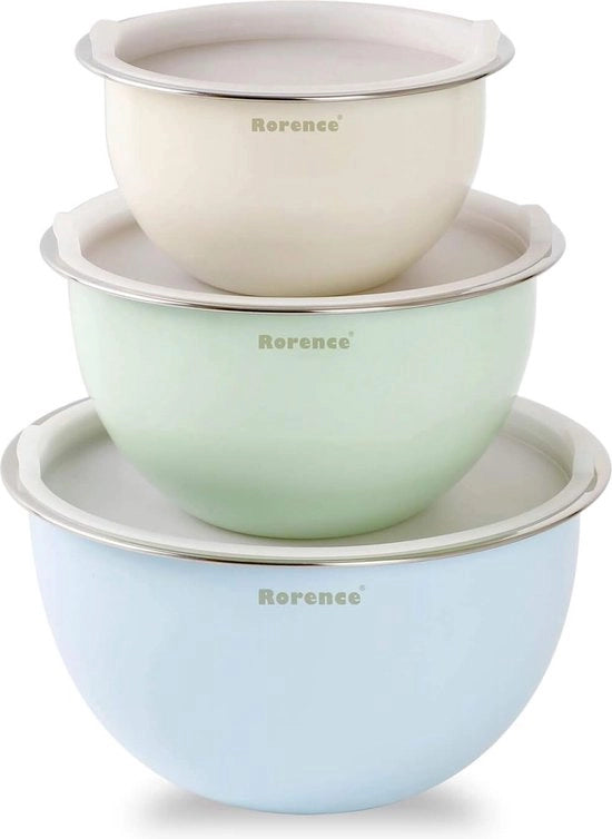 Set di contenitori in acciaio inossidabile con coperchio, set di 3 colorati per la cucina - 1,5 l, 3 l, 5 l - lavaggio a mano consigliato