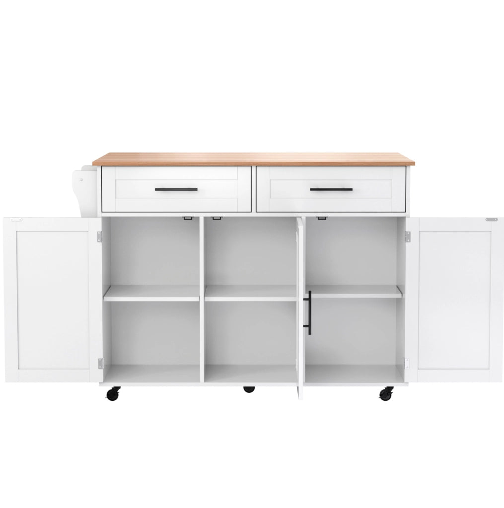 Carrello da cucina 129x71x91.5 cm con piano ribaltabile e ampio spazio; MDF; bianco naturale
