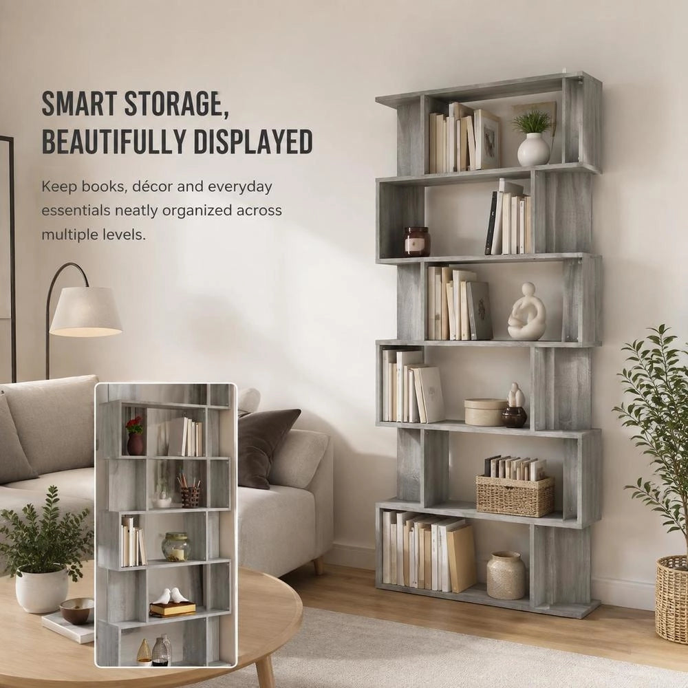 Bookshelf/Room Divider Grey Sonoma 80x24x192 Cm Wood-based Material
