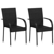 Sedie da giardino Impilabili 2 pz | Sedie da Esterno in Polyrattan Nere