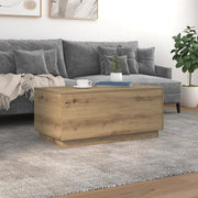 Tavolino da Salotto con Luci LED Rovere Artigianale 90x50x40 cm 857723
