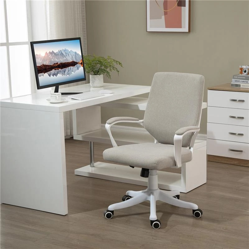 SEDIA DA UFFICIO ERGONOMICA CON ALTEZZA REGOLABILE E FUNZIONE DONDOLO 62X69X92-100 CM BEIGE
