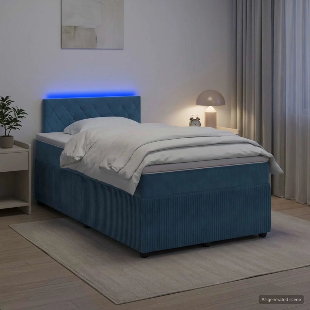 Letto box spring con materasso Blu 120 x 200 cm Velluto 3453117
