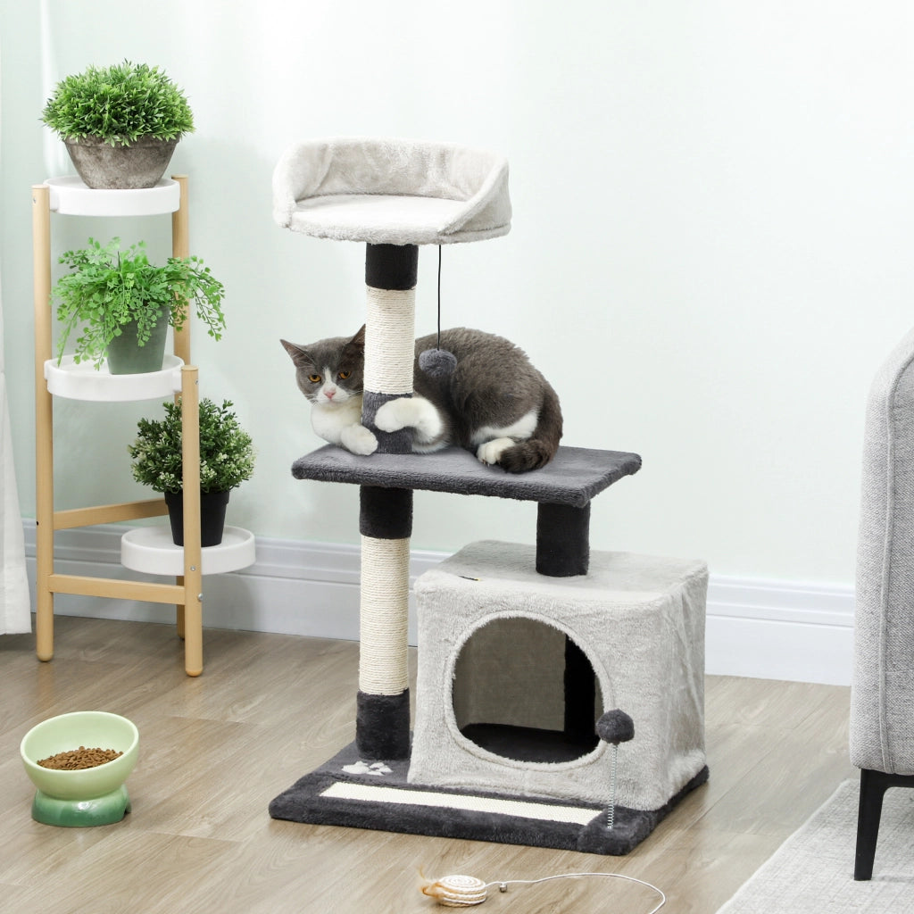 Tiragraffi per gatti con casetta e lettino ¨C Xylo ¨C Grigio 85cm