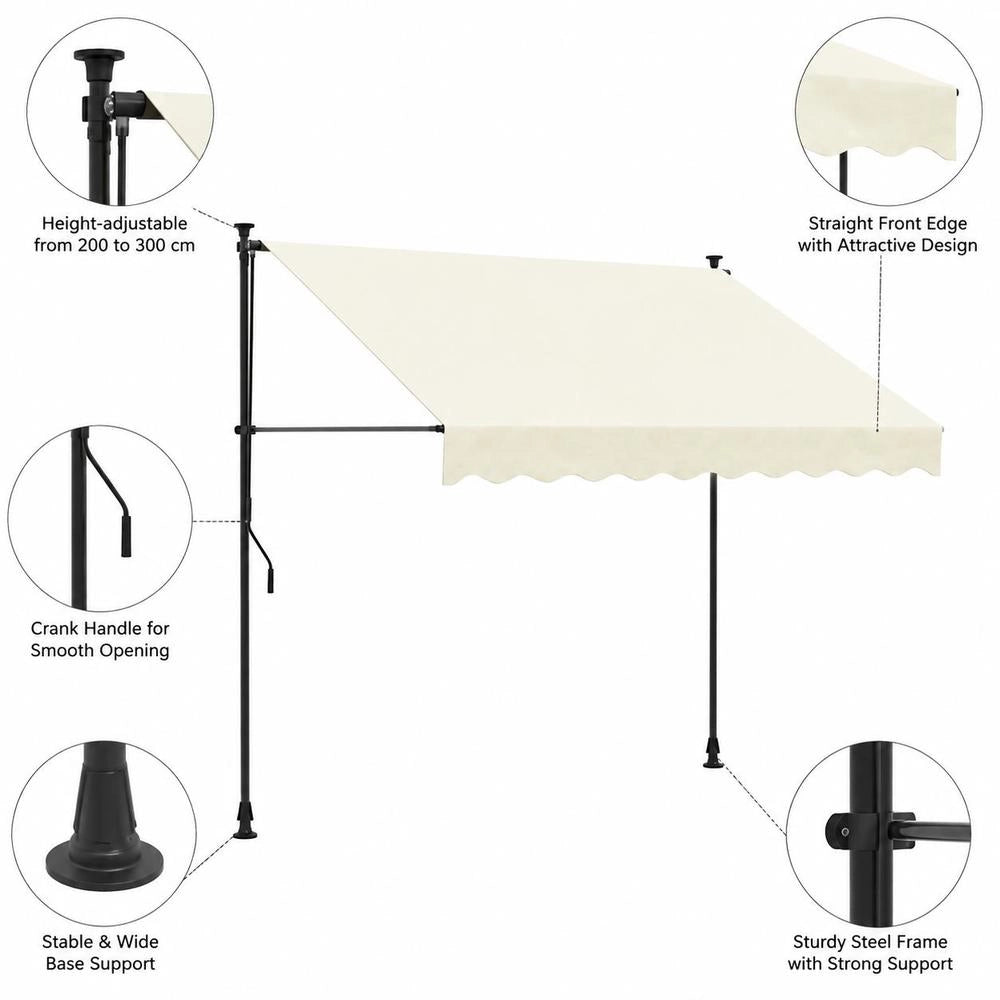 Retractable Awning, Cream, 300x150 Cm, Fabric And Steel