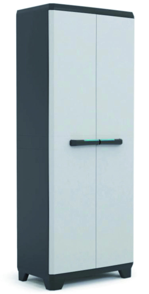 Armadio portascope Linear in resina con ripiani regolabili colore grigio nero Keter