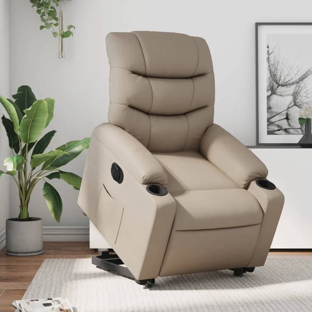Poltrona Alzapersona Reclinante Elettrica Cappuccino Similpelle 3206619