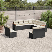 Set Divani da Giardino 11 pz con Cuscini in Polyrattan Nero 3226084