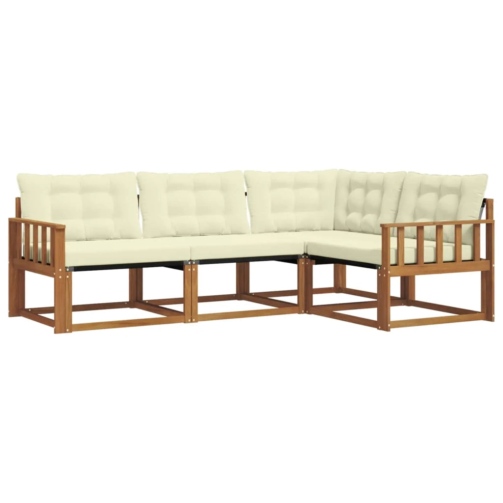 Set di divani da esterno con cuscino 4 pcs Naturale e Crema